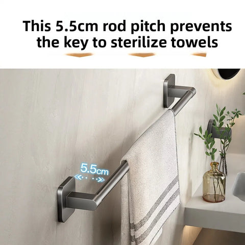 No-Drill Wall-Mounted Multifunctional Towel Rack for Bathroom Toilet with Slipper Storage and Towel Bar