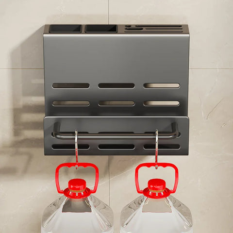 Multi-Function Kitchen Knife Holder Wall-Mounted Cutting Board and Chopstick Storage Rack Integrated Shelf