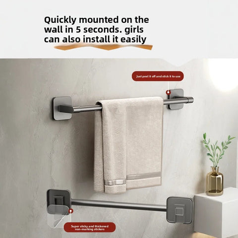 No-Drill Wall-Mounted Multifunctional Towel Rack for Bathroom Toilet with Slipper Storage and Towel Bar