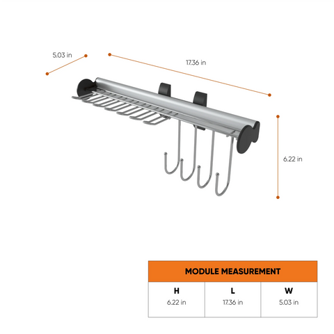 Chrome Plated Grey Pull-Out Belt & Tie Rack for Clothes Organisation