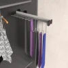 Chrome Plated Grey Pull-Out Belt & Tie Rack for Clothes Organisation