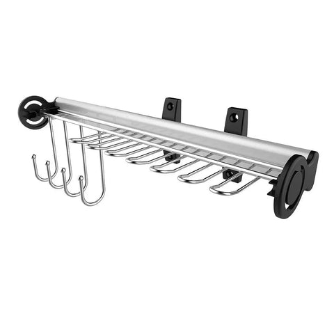 Chrome Plated Grey Pull-Out Belt & Tie Rack for Clothes Organisation