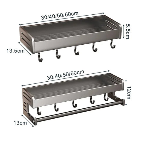 30/40CM Kitchen Storage Rack with Hook Wall Mounted Seasoning Bottle Storage Shelf Knife Shovel Spoon Holder Kitchen Organizers