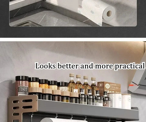 Wall Mounted Kitchen Storage Rack Multifunctional Waterproof Knife Holder Seasoning Simple Storage Rack Seasoning Storage Rack