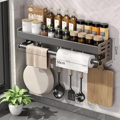 Wall Mounted Kitchen Storage Rack Multifunctional Waterproof Knife Holder Seasoning Simple Storage Rack Seasoning Storage Rack