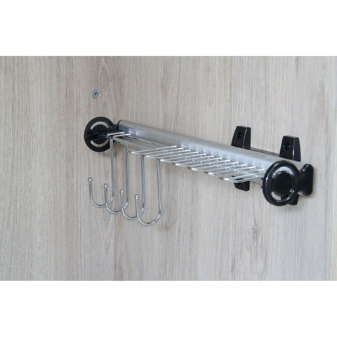 Chrome Plated Grey Pull-Out Belt & Tie Rack for Clothes Organisation